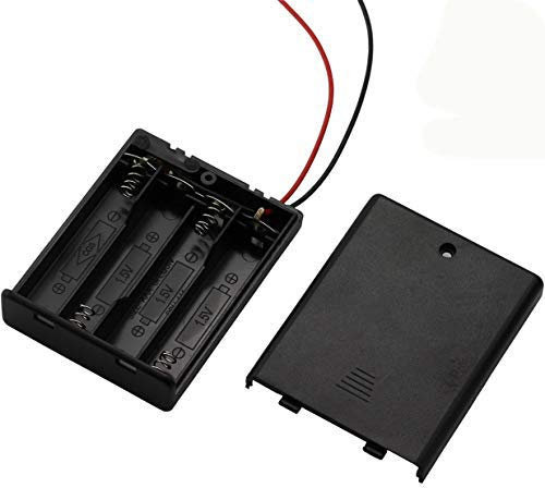 Onwon 6 Pieces 4 Slots x 1.5V AAA Battery Case Holder Battery Spring Clip Storage Box Wire Leads with On/Off Switch