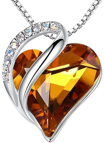 Leafael Infinity Love Herzanhänger-Kette für Damen – Geburtsstein Halskette mit Kristallen, rhodiniert, nickelfrei & hautfreundlich – Edler Damenschmuck mit 45 + 5 cm Kette und Karabinerverschluss