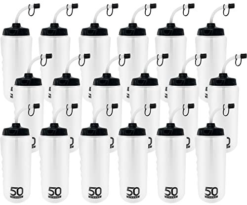 1 Liter Sport-Trinkflasche mit Strohhalm – einfach zusammendrücken + integrierter Fingergriff & Trageschlaufe BPA-freier Kunststoff Verwendung Sporthelm im Fußball Hockey Großpackung 18 Flaschen