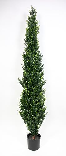 Zeder/Konifere Natura 210cm LA künstliche Pflanzen Kunstbaum Thuja Zypresse | Wetterfeste Kunstpflanze für Innen & Außen, inklusive Topf, naturgetreues Blattwerk aus PE-Material, 3-teiliges Stecksystem