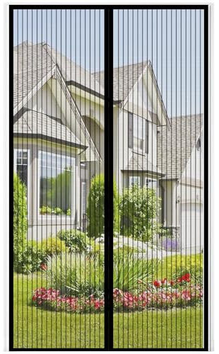 Auxmir Zanzariera Magnetica 120 x 240CM, Tenda Zanzariera Porta Ingresso Cortile, Allargamento Superiore Aggiornamento Anti Insetti Traspirante Chiusura Automatica con 32 Magneti Rete