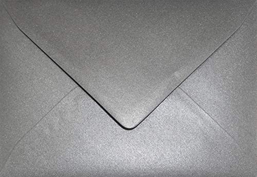 Netuno 25 Kuverts Perlmutt-Dunkelgrau DIN B6 12,5x17,5 cm glänzend und edel | 120g Aster Metallic Grey · elegante festliche graue Briefumschläge für Gala, Jubiläum & Einladungen