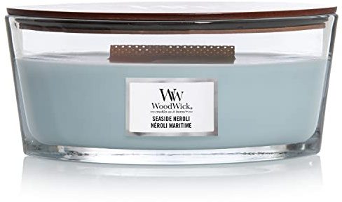 WoodWick Ellipse Duftkerze mit knisternder Docht | Seaside Neroli | Brenndauer bis zu 50 Stunden