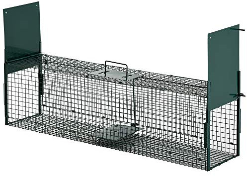 Pawhut Piège de Capture pour Petits Animaux Type Lapin Rat - 2 entrées + poignée - dim. 100L x 25l x 28H cm - métal Vert