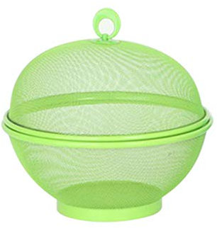 rongweiwang Mesh Fruit Basket with Lid Breathable Round Net Food Tray Kitchen Fresh Keeping Bowl Tool