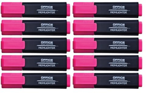 OFFICE PRODUCTS Highlighter självlysande 10-pack färg: rosa/Highlighter Textliner det giftfria färgerna, kilspets ljusa färger hög kvalitet/linjebredd 1–5 mm