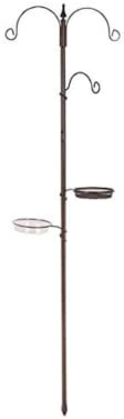 Garden Mile Traditional 3 Arm Wild Bird Feeding Station Durable and Stylish Tree Look Bird Feeders Seed Tray Water Bath and Hanging Brackets Steel Pole for Outdoor Feeder