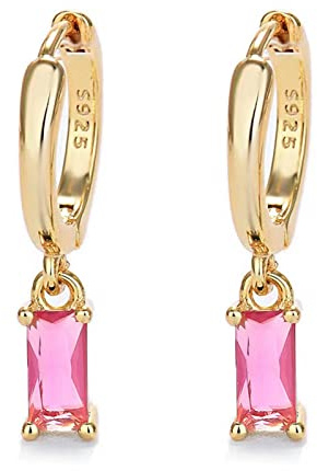 Goldene Ohrringe Damen mit grünem Tropfen, Creolen Gold für Frauen 14K Gold Ohrringe Kreolen Gold für Mädchen und Männer 2PCS