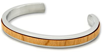 NaturSchatulle Armreif Silber Rosegold mit Holz Edelstahl Holzschmuck Armband Damen Frauen Armschmuck Geschenk Accessories