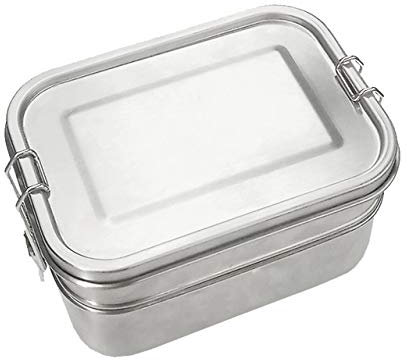 MILEVO Bento Lunch Box Bag, Cajas de Almacenamiento de Alimentos, Lunch Bento Box Contenedor de Alimentos de Acero Inoxidable Doble Capa Grande Fruit Cake Snack Box 1400ml Storage Box Bin Vajilla