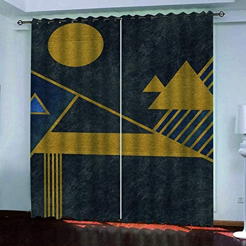 Geometrie Vorhang Blickdicht Gardinen mit Ösen Moderner Stil 3D Druck Dunkel Blickdichte Vorhänge Vorhang Verdunkelung Wärmeisolierend Wohnzimmer Schlafzimmer 2 Stück 110x215 cm (BxH)