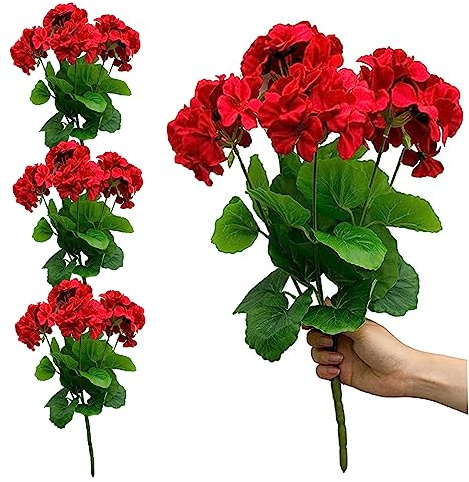 4 Stück Künstliche Blumen Künstliche Geranien Für Den Außenbereich 35 6 Cm Geranienpflanzen Seidenblumen Uv-beständig Für Zuhause Party Dekoration Künstliche Geranien Für Den Außenbereich Seidenblumen