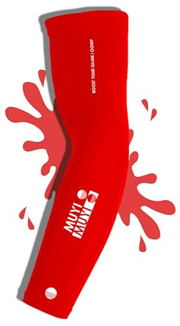 MUYI Gaming Sleeve - Arm Sleeves/Stulpen - Herren/Damen - Für Handball, Volleyball, Basketball, Rennrad - Sport Ärmel - Esport Zubehör - Compression Armlinge - Rot S
