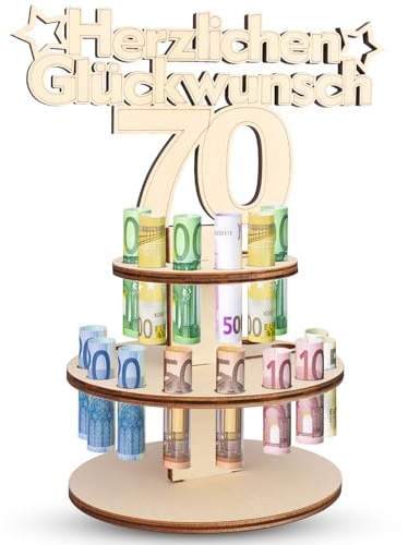 TAKUZA Holz-Schild Gästebuch - Originelles Geldgeschenk zum 70. Geburtstag für Mann, Frau, Freunde und Familie