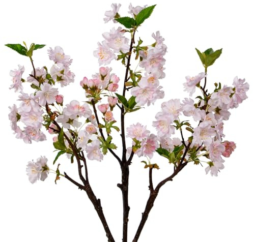Briful 3PCS 18 Peach Blossom Branches Pink Artificial Flowers for Decoration, Cherry Blossom Fake Flowers Picks for Floral Arrangements Silk Flower Peach Blossoms for Home Wedding Decor