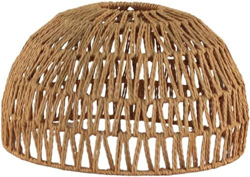 EKoKim Cover per Lampada a Sospensione per Tessitura a Corda, Cover per Paralume da soffitto in Rattan, Lampadario per Esterni in Stile caserme da Soggiorno (B)