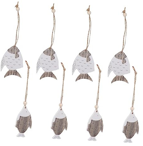 LIFKOME 8stücke Holzfische Wanddeko Cartoon- - Kreative Fischform Wandhängeschmuck Für Kinderzimmer Garten Und Sommer- Dekoration