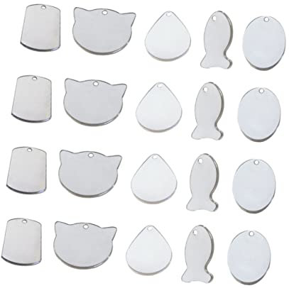 FOMIYES 50stücke Pet Id Tags Blanko Hundehalsband Anhänger Personalisierbare Hunde-tags Für Diy-gravuren Und Leichte Hunde-id Anhänger Mischstil Silber