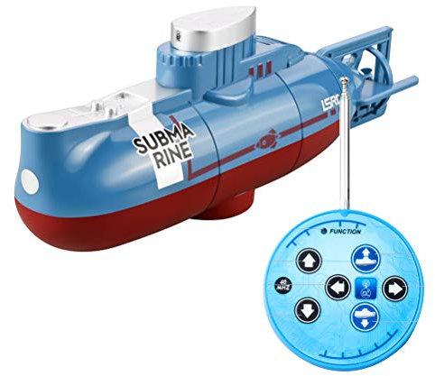 Srliya 6 Kanäle Ferngesteuertes Mini-U-Boot, Unterwasserschiffmodell, Pädagogisches Spielzeuggeschenk Kinder (Blau)