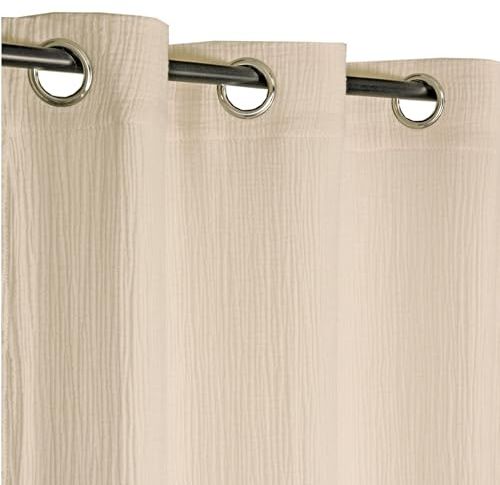 Atout Ciel Tenda in doppia garza di cotone con occhielli, 130 x 240 cm, pronta da appendere, beige