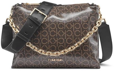 Calvin Klein Rain Umhängetasche mit 3 Fächern, Braun/Khaki/Schwarz, Einheitsgröße