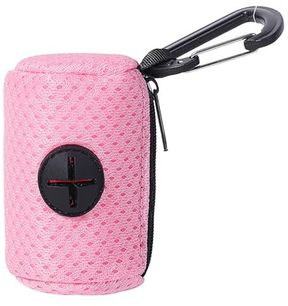 Hundekotbeutelhalter, Kotbeutelhalter, Kotbeutelspender für Hunde Poop Bag Holder Leash Bag Organizer mit Leinen-Befestigung Karabiner Geeignet für Hundeleinen (1 Pink,ø5X7CM)
