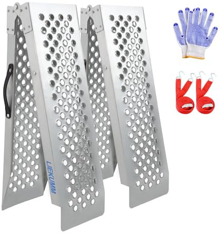 LIEKUMM 2 x Folding Motorcycle Ramp, 600 kg Load Capacity Mobility Scooter Ramps, 150 x 23cm Loading Ramps for Van, Motorbike Ramp for ATV, UTV, Truck, Quad, E-Bikes, Lawn Mower