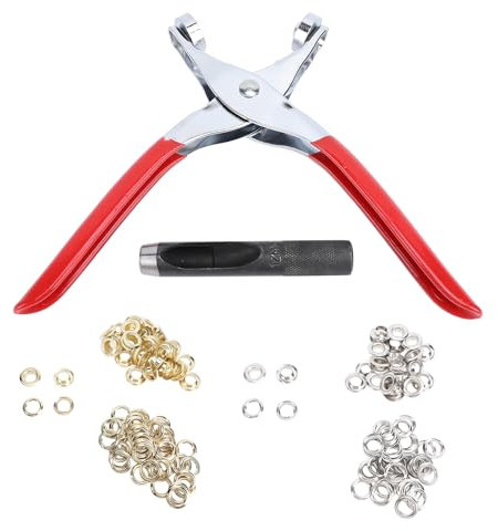 Kit herramientas para ojales, alicates manuales para ojales 0,5pulgadas con 320 ojales metal, alicates prensar ojales, herramienta perforación agujeros máquina prensado ojales lona