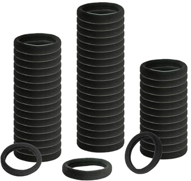 Schwarze nahtlose Haarbänder, 50 Stück Haargummis für Damen, hohe Elastizität, Haargummis ohne Beschädigung 4cm, Pferdeschwanzhalter