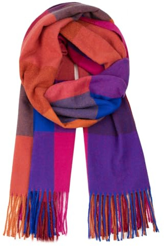 Glamexx24 Schal Damen Winter Kariert Fashion: Damen Winter Schal, Strickset Schal übergroßer Quadratisch Deckenschal Deckenschal Halstuch Streifen Muster Fransen Poncho