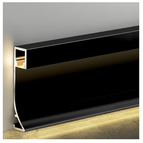 canal LED à montage mural pour coin mural Plinthe de canal en aluminium de 4, 5, 6, 8 cm de hauteur et 1 m de longueur pour couloirs, plinthe profilée avec couvercle, canal LED à montage mural pour co