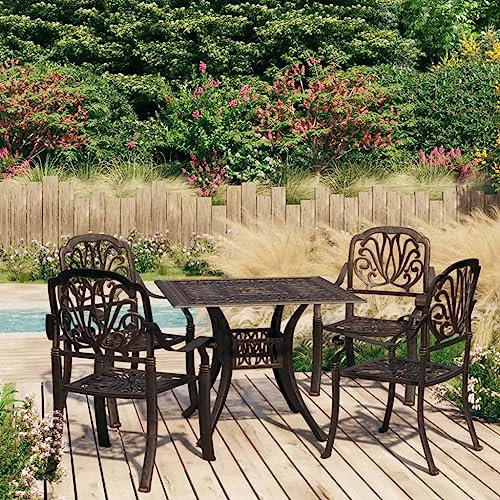 Gartenmöbel-Set, 5-teilig, Bistro-Set, Aluminiumguss, Bronze