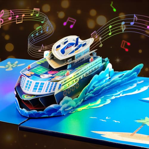 GREETING ART Pop Up Karte Kreuzfahrtschiff,3d Geburtstagskarte mit Musik | Happy Birthday Karte, Geburtstagskarten mit Kreuzfahrtschiff, Schiffsreise oder Urlaub,Kreuzfahrt Geschenk für Männer Kinder
