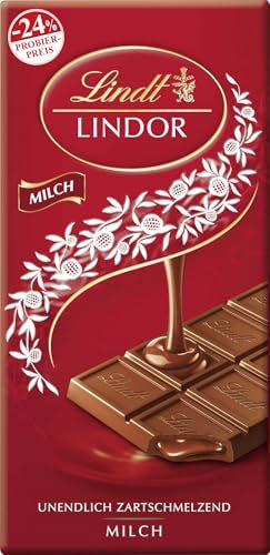 Lindt Schokolade LINDOR Milch | 100 g Tafel | Feinste Vollmilch-Schokolade mit einer unendlich zartschmelzenden Füllung | Schokoladentafel | PROMO