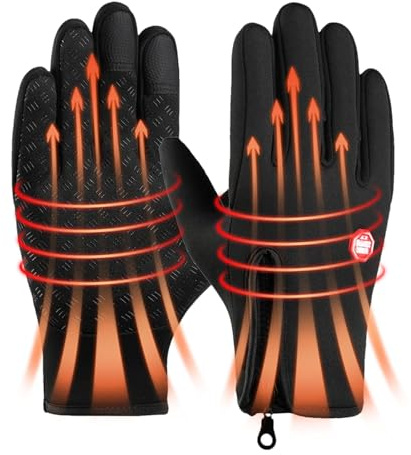 Gants d'hiver pour homme et femme – Gants de snowboard | Gants pour temps froid | Gants de neige pour homme | Gants coupe-vent imperméables pour écran tactile | Gants chauds à fermeture éclair |