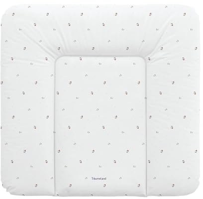 TRÄUMELAND - Wickelauflage Fiore beige | Wasserabweisende und abwischbare Wickelauflage mit floralen Design |Wickeltischauflage ausThermo-Vlies und phtalatfreie PVC. 75x75 cm