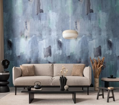 Livingwalls Anna D'Andrea Fotomural abstracto 1,59 m x 2,80 m - azul, gris, verde - papel pintado acuarela - 782072