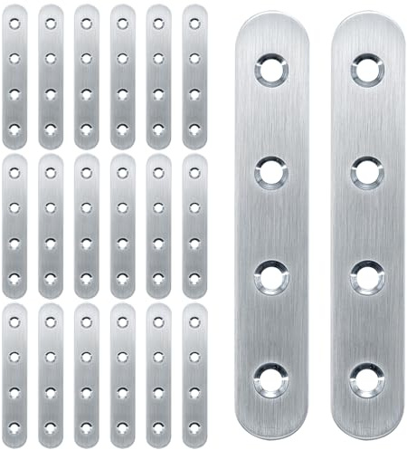 20Pcs Flat Brackets for Wood, 97 × 17 × 1.75mm Mending Plates, Stainless Steel Sleeper Bracket for Connector, Metal Brackets for Wood Fixing(Silver)
