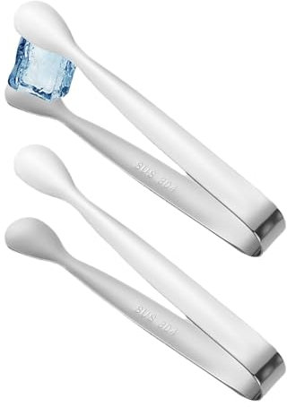 Pinze per ghiaccio, pinze per zucchero, pinze per cubetti di zucchero, confezione da 2 pinze per dolci, clip da portata da 10 cm, pinze per antipasti in acciaio, piccole pinze per alimenti