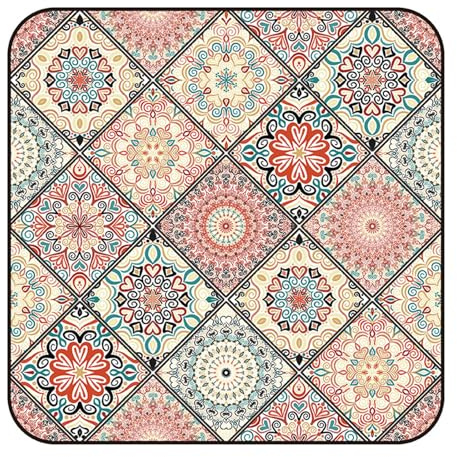 Hearda 3D Mandala Druck Faltbar Picknickdecke, Picknickdecke Wasserdicht Isoliert Sandfrei, Outdoor Groß Klein Strandmatte, für Picknick, Strand Camping Teppich (Rosa,200x200cm)