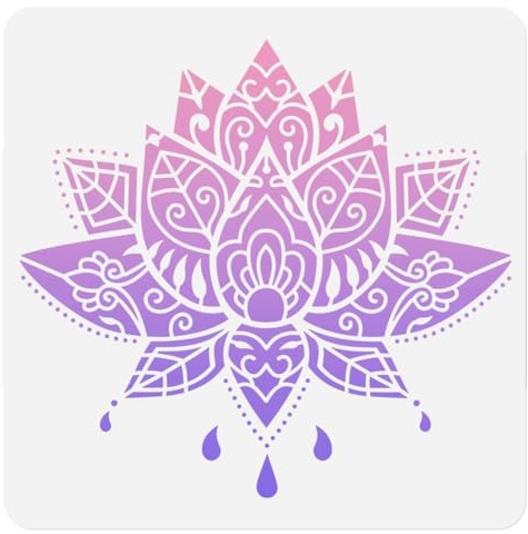 Wandschablonenvorlage Mit Lotusblumen Mandala 30 x 30cm Wiederverwendbare Lotus Schablone Zum Malen Auf Holz Wänden Böden Stoffen Und Möbeln Lotus DIY Home Decor Craft Schablone | Lotus-Zeichenschablone zum Malen auf Holz, Wand, Boden, Stoff und Möbel, Heimdekoration, Bastelschablone