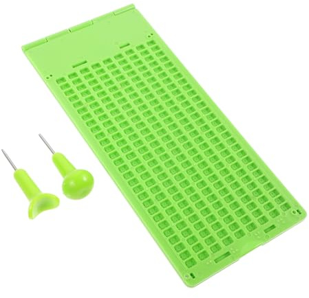 Vaguelly Tavoletta Braille in Plastica con Stilo per Scrittura 9 Righe da 28 Celle, Strumento di Apprendimento per Non Vedenti