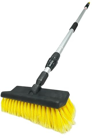 TAMS® Profi Waschbürste mit Teleskopstange, Wasserführung & Absperrhahn All-in-One Reinigung (110cm-180cm)