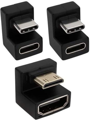 EMSea 180 Grad Abgewinkelter Mini-HDMI-auf-HDMI-Adapter mit USB-C-Adapter f¨¹r Tragbare Displays Lange Seite Nach Innen