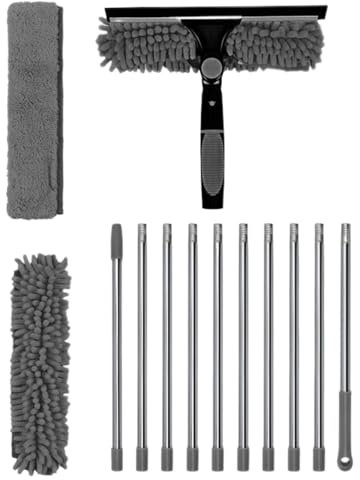 Microfiber Duster, Extendable Long Handle Microfiber Cobweb Dusting Brush, Feather Duster Kit For High Ceiling Fan AC Vent Wall House, Washable Lightweight Dusters