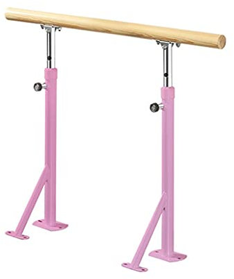 ASumPio Ballettstange für Erwachsene, höhenverstellbar, Ballettstange am Boden befestigt, strapazierfähig, Tanz- und Stretching-Ballett für Zuhause, Tanzstange, Fitness,Pink-1m