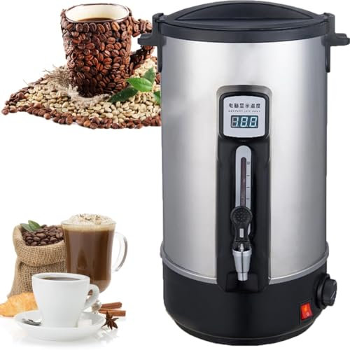 XGHDPBM Cafetière Professionnelle à Double paroi en Acier Inoxydable, Distributeur d'eau et de Boissons Chaudes, for buffets, événements, Bureaux, fêtes et Restauration.(30L)