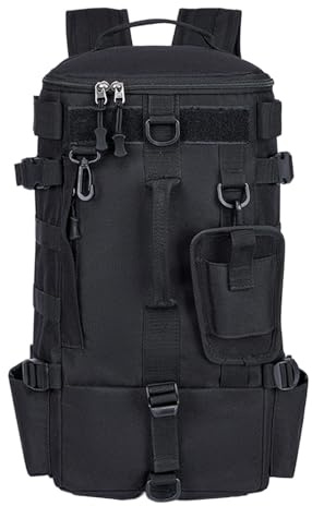 Holdes Angelrucksack, Wandertasche mit integriertem Rutenhalter und Fächern | Mehrzwecktasche, Wandern, Aufbewahrung von Ködern für Jagd, Camping, Expeditionen und Arbeiten, Schwarz, Se référer au