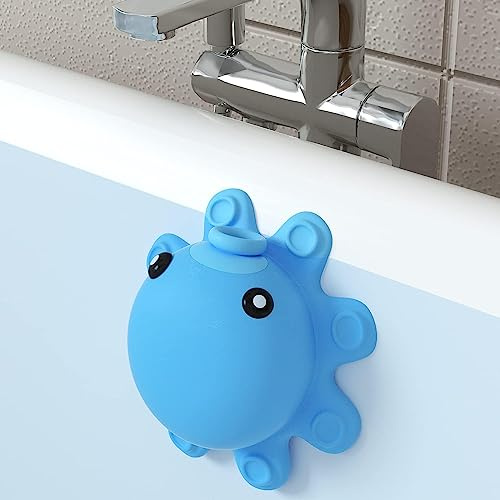 Bathtub Overflow Drain Cover, Silicone Tub Drain Stopper - Adds Inches of Water for Deeper & Warmer Baths, Bathroom Spa Accessory(blue)