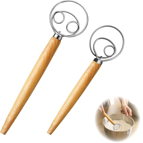 Fouet À Pâte 13 Pouces Et 10 Pouces - Fouet Cuisine Danois Durable À Double Taille, Idéal Pour Préparer Des Pâtes Moelleuses, Des Pâtes À Frire Et Des Pâtisseries | Fouet Danois Lavable Au Lave-Vaisse